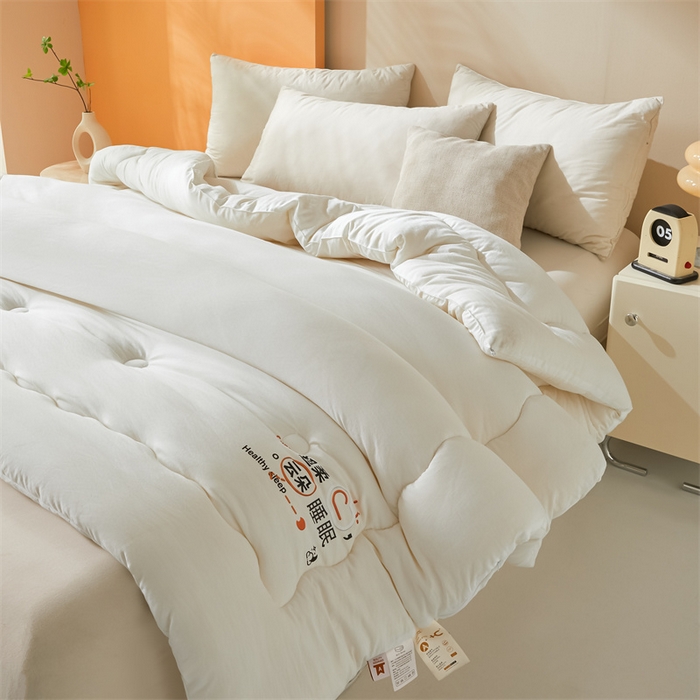 91家纺网 家纺一手货源 找家纺 爱微坊 2025新款水洗棉大豆纤维冬被春秋被四季被子被芯 白色