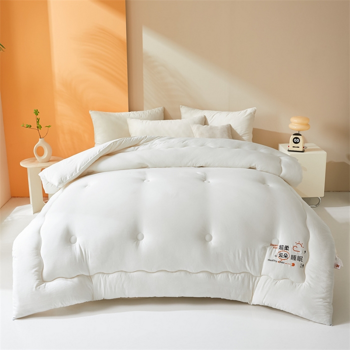 91家纺网 家纺一手货源 找家纺 爱微坊 2025新款水洗棉大豆纤维冬被春秋被四季被子被芯 白色