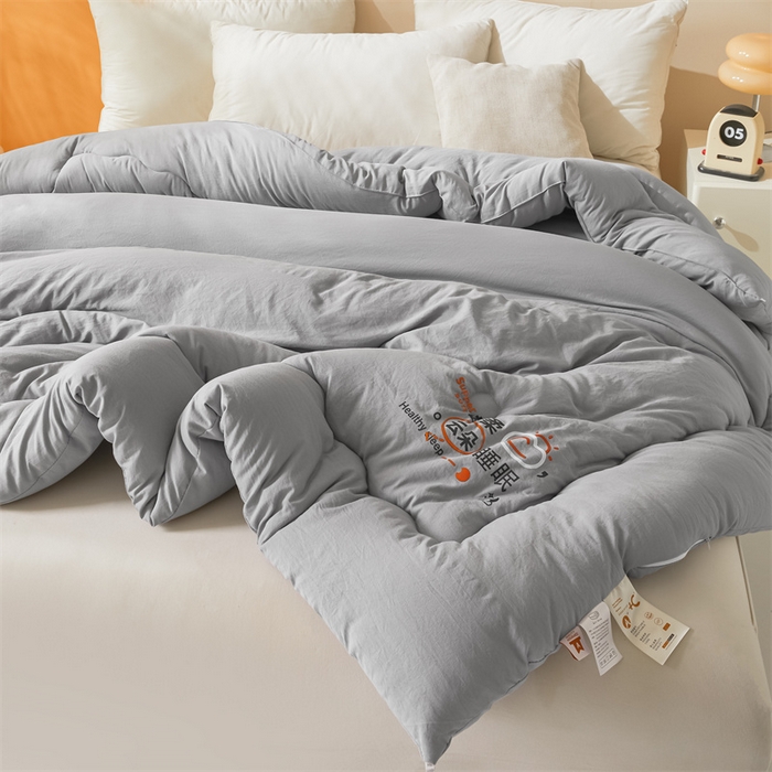 91家纺网 家纺一手货源 找家纺 爱微坊 2025新款水洗棉大豆纤维冬被春秋被四季被子被芯 灰色