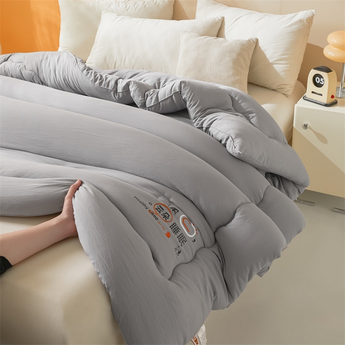 91家纺网 家纺一手货源 找家纺 爱微坊 2025新款水洗棉大豆纤维冬被春秋被四季被子被芯 灰色