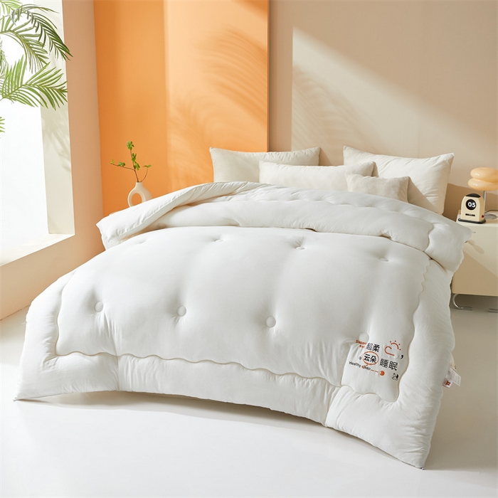91家纺网 家纺一手货源 找家纺 爱微坊 2025新款水洗棉大豆纤维冬被春秋被四季被子被芯 白色