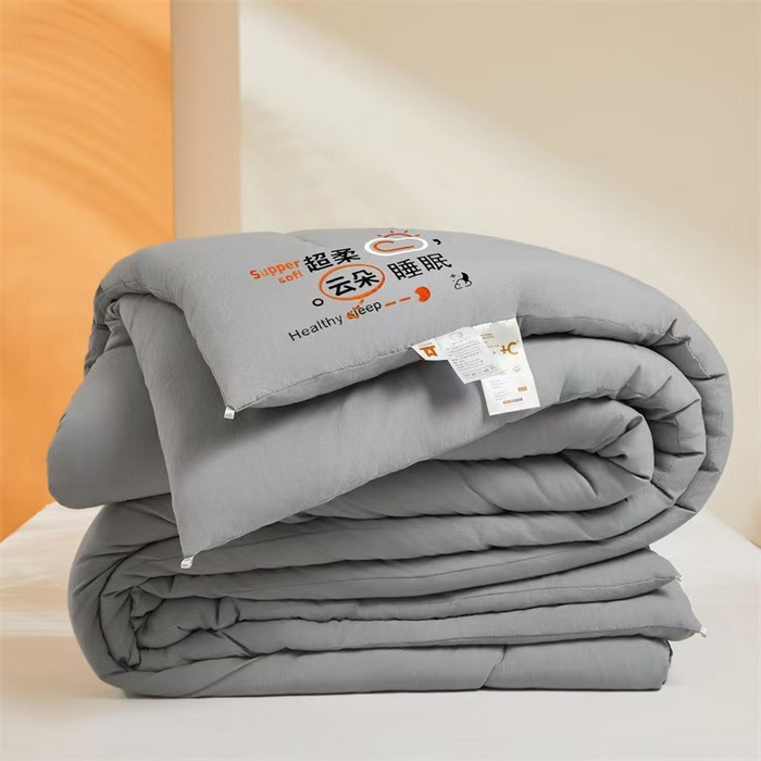 91家纺网 家纺一手货源 找家纺 爱微坊 2025新款水洗棉大豆纤维冬被春秋被四季被子被芯 灰色