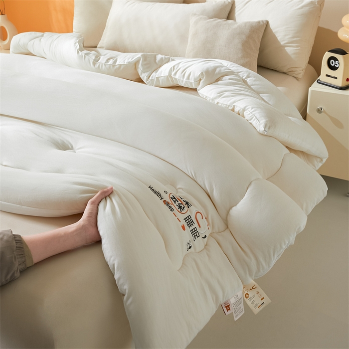 91家纺网 家纺一手货源 找家纺 爱微坊 2025新款水洗棉大豆纤维冬被春秋被四季被子被芯 白色