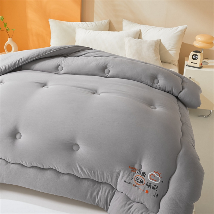 91家纺网 家纺一手货源 找家纺 爱微坊 2025新款水洗棉大豆纤维冬被春秋被四季被子被芯 灰色