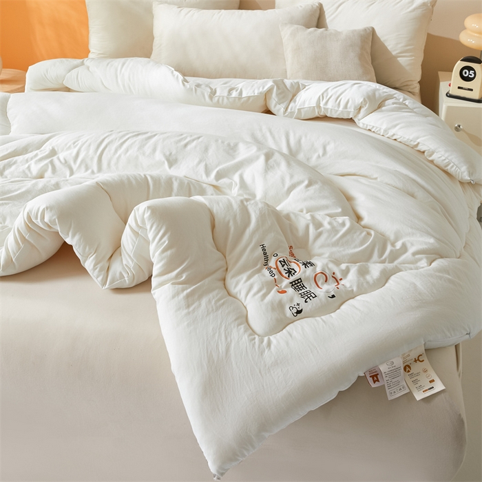 91家纺网 家纺一手货源 找家纺 爱微坊 2025新款水洗棉大豆纤维冬被春秋被四季被子被芯 白色