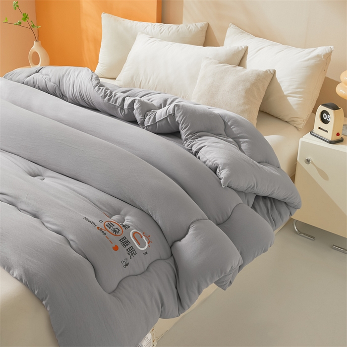 91家纺网 家纺一手货源 找家纺 爱微坊 2025新款水洗棉大豆纤维冬被春秋被四季被子被芯 灰色