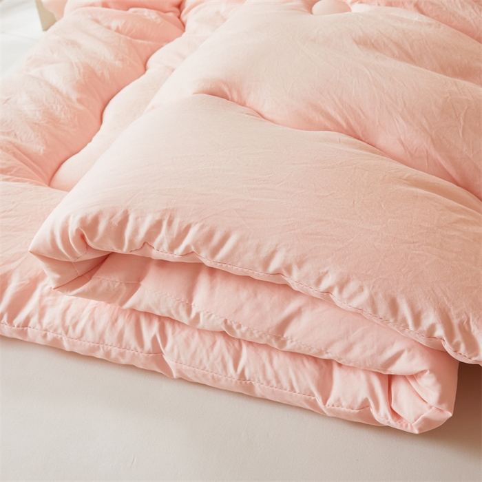 91家纺网 家纺一手货源 找家纺 爱微坊 2025新款水洗棉大豆纤维冬被春秋被四季被子被芯 粉色