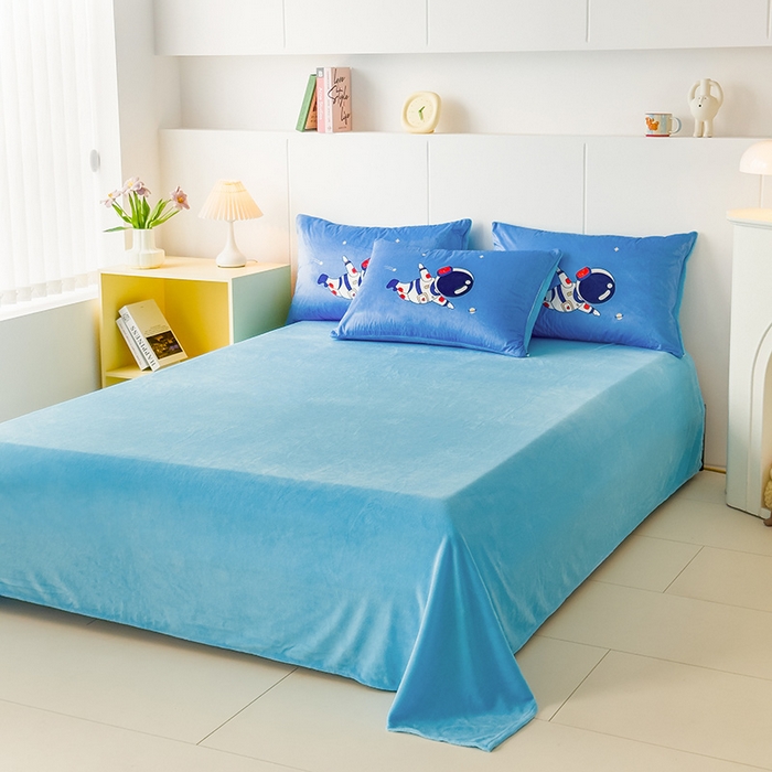 91家纺网 家纺一手货源 找家纺 ds生活馆 2025新款大版卡通水晶绒牛奶绒单枕套 漫游太空