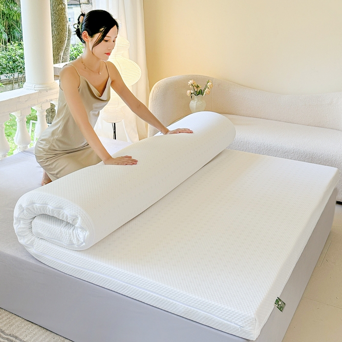 91家纺网 家纺一手货源 找家纺 美丽折家纺 2025新款鸟眼布乳胶床垫内套+针织棉床垫外套 纯白色