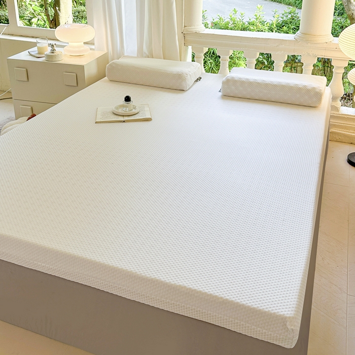 91家纺网 家纺一手货源 找家纺 美丽折家纺 2025新款双拉链头针织棉乳胶床垫外套 纯白色