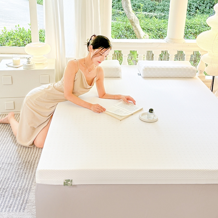 91家纺网 家纺一手货源 找家纺 美丽折家纺 2025新款双拉链头针织棉乳胶床垫外套 纯白色