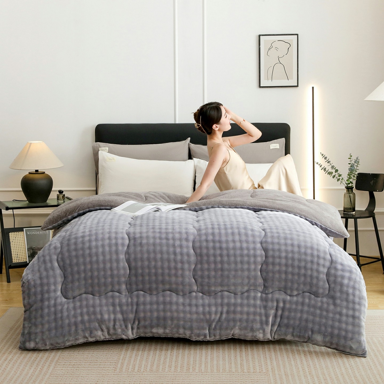 91家纺网 家纺一手货源 找家纺 （总）爱微坊 2025新款兔毛牛奶绒加厚保暖冬被子被芯