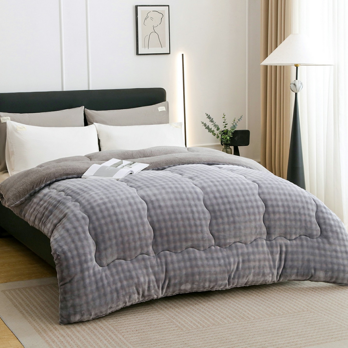 91家纺网 家纺一手货源 找家纺 （总）爱微坊 2025新款兔毛牛奶绒加厚保暖冬被子被芯