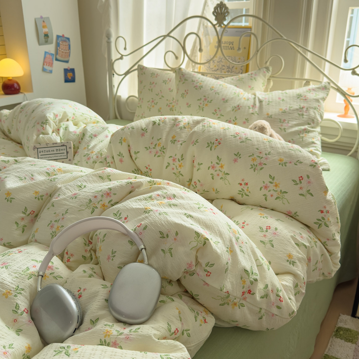 91家纺网 家纺一手货源 找家纺 卡斯诺家纺馆 2025新款A类皱皱棉双层纱印花四件套 沁园春