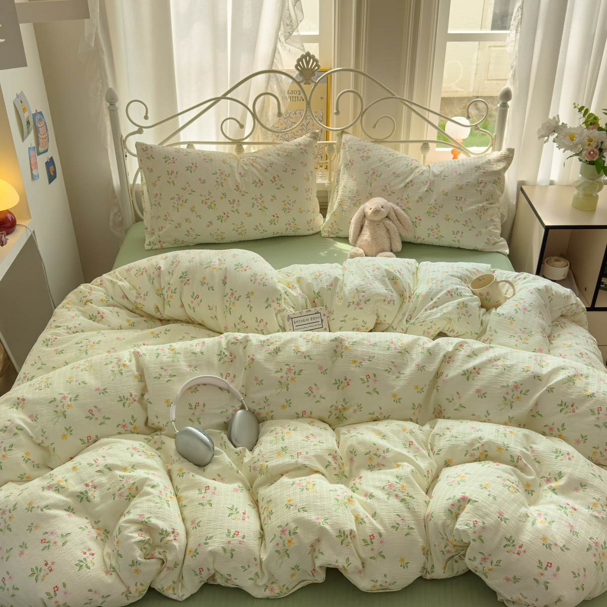 91家纺网 家纺一手货源 找家纺 卡斯诺家纺馆 2025新款A类皱皱棉双层纱印花四件套 沁园春