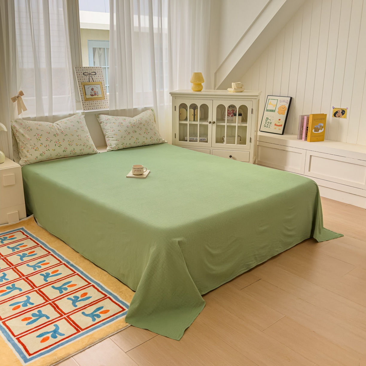 91家纺网 家纺一手货源 找家纺 卡斯诺家纺馆 2025新款A类皱皱棉双层纱印花四件套 沁园春