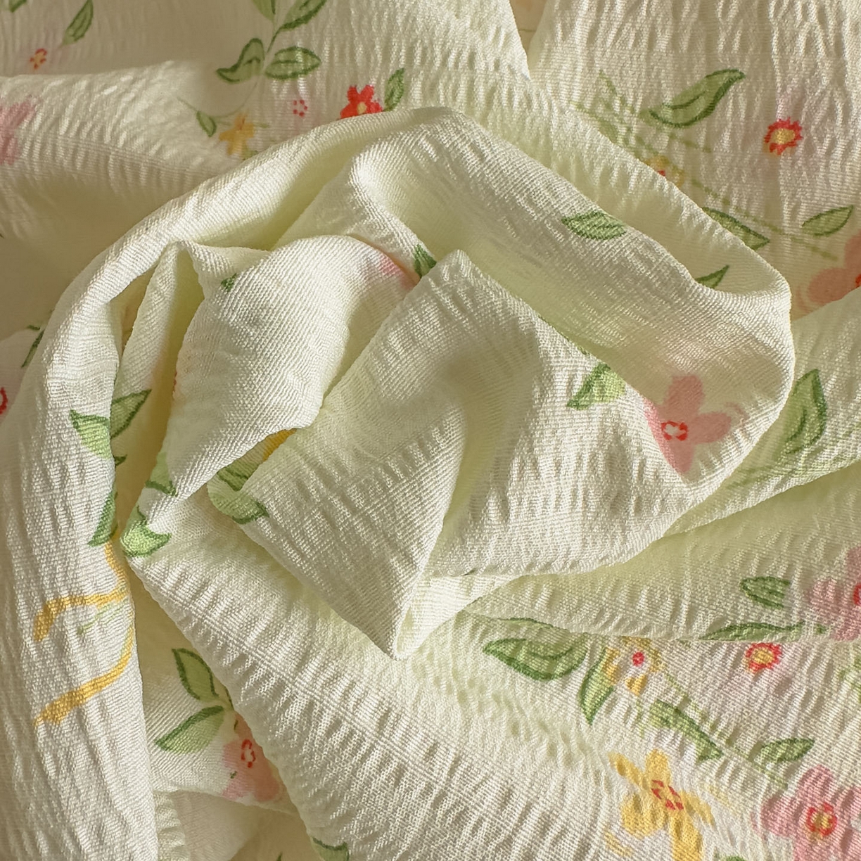 91家纺网 家纺一手货源 找家纺 卡斯诺家纺馆 2025新款A类皱皱棉双层纱印花四件套 沁园春