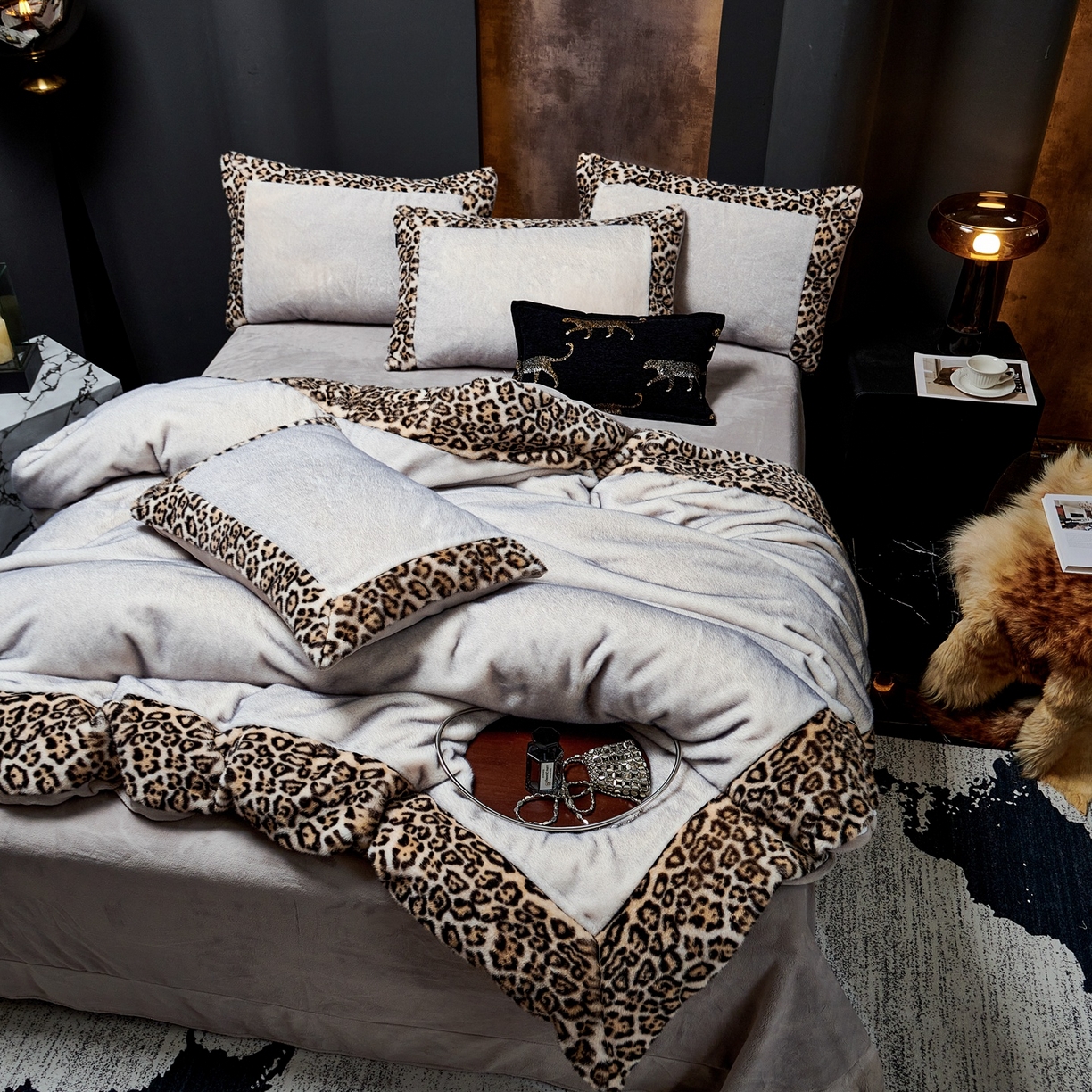 91家纺网 家纺一手货源 找家纺 优姿家纺 2025新款梦想家580克13斤半欧貂绒保暖四件套 梦想家-雾灰