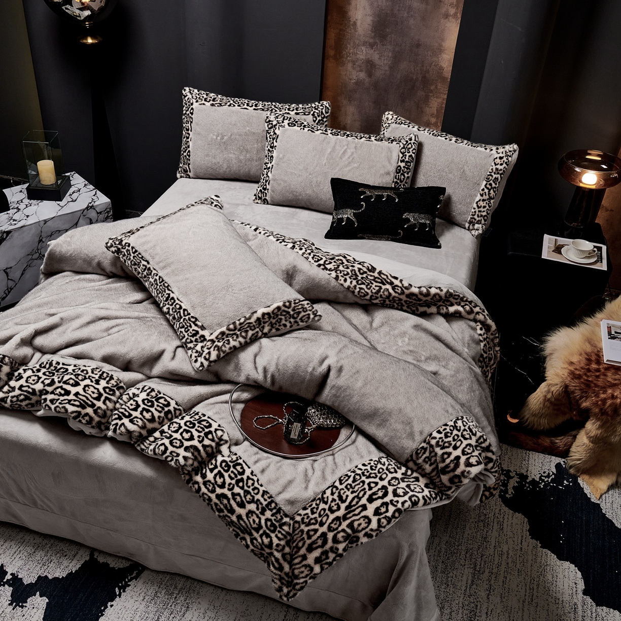 91家纺网 家纺一手货源 找家纺 优姿家纺 2025新款梦想家580克13斤半欧貂绒保暖四件套 梦想家-尚灰