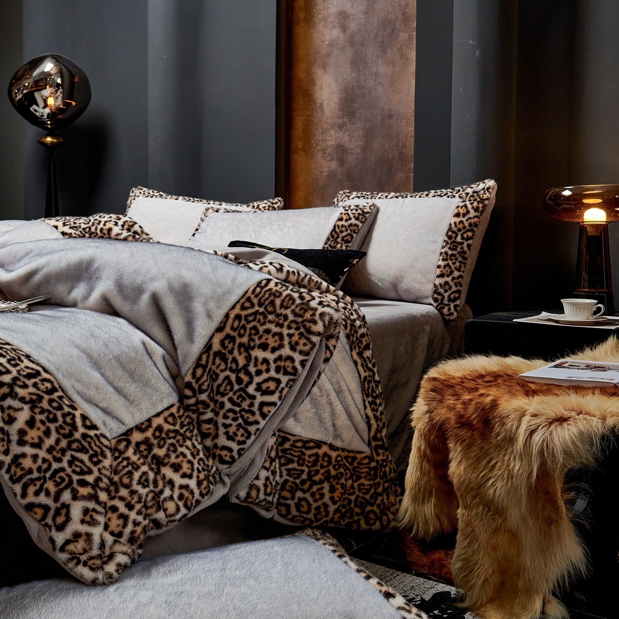 91家纺网 家纺一手货源 找家纺 优姿家纺 2025新款梦想家580克13斤半欧貂绒保暖四件套 梦想家-雾灰