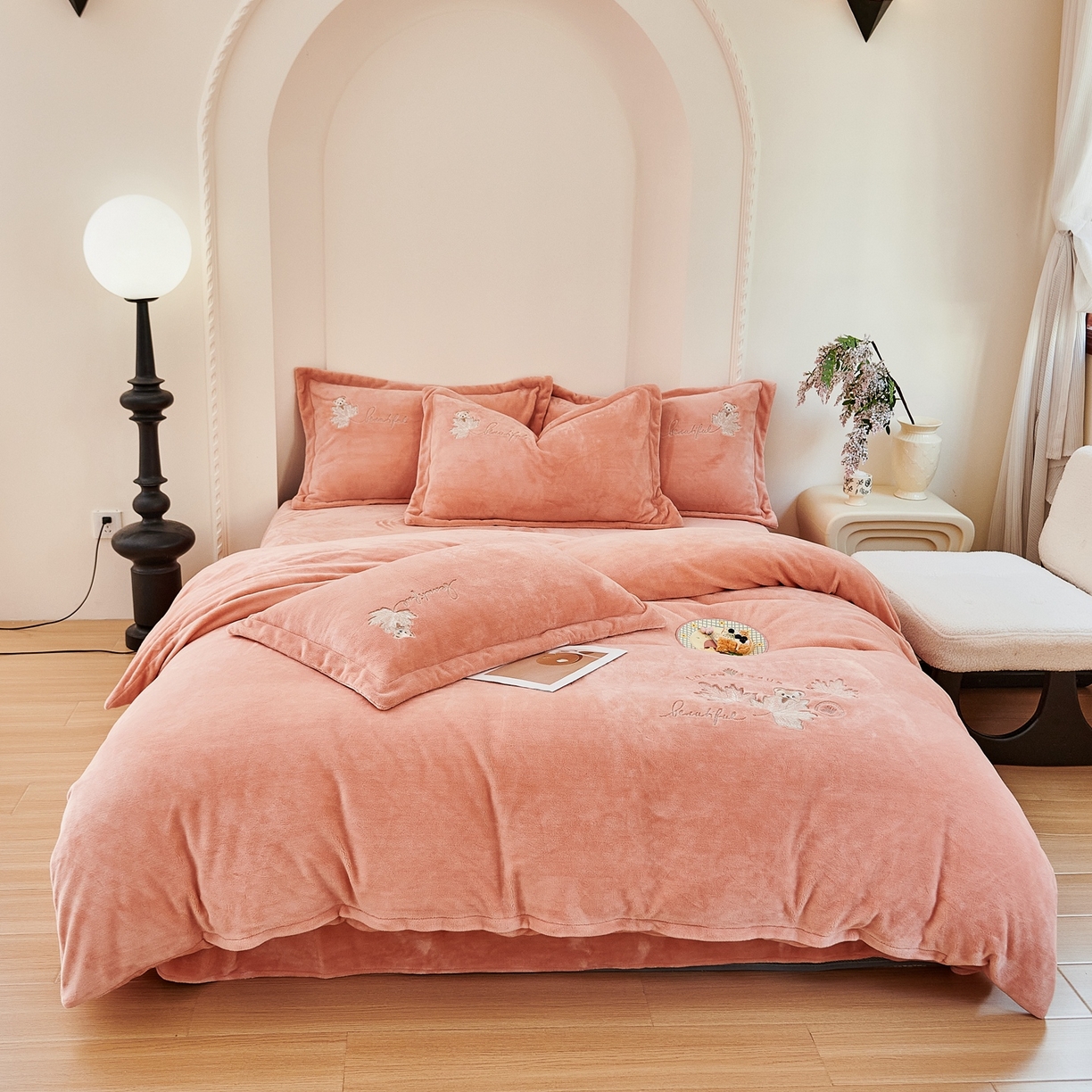 优姿家纺 2025新款秋意10斤全消光牛奶绒保暖四件套 秋意-暖桔