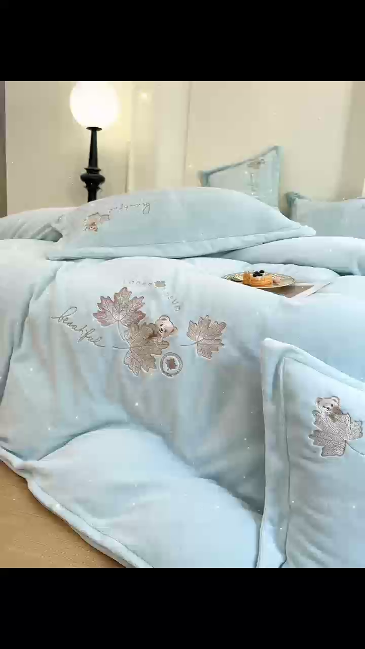 91家纺网 家纺一手货源 找家纺 （总）优姿家纺 2025新款秋意10斤全消光牛奶绒保暖四件套