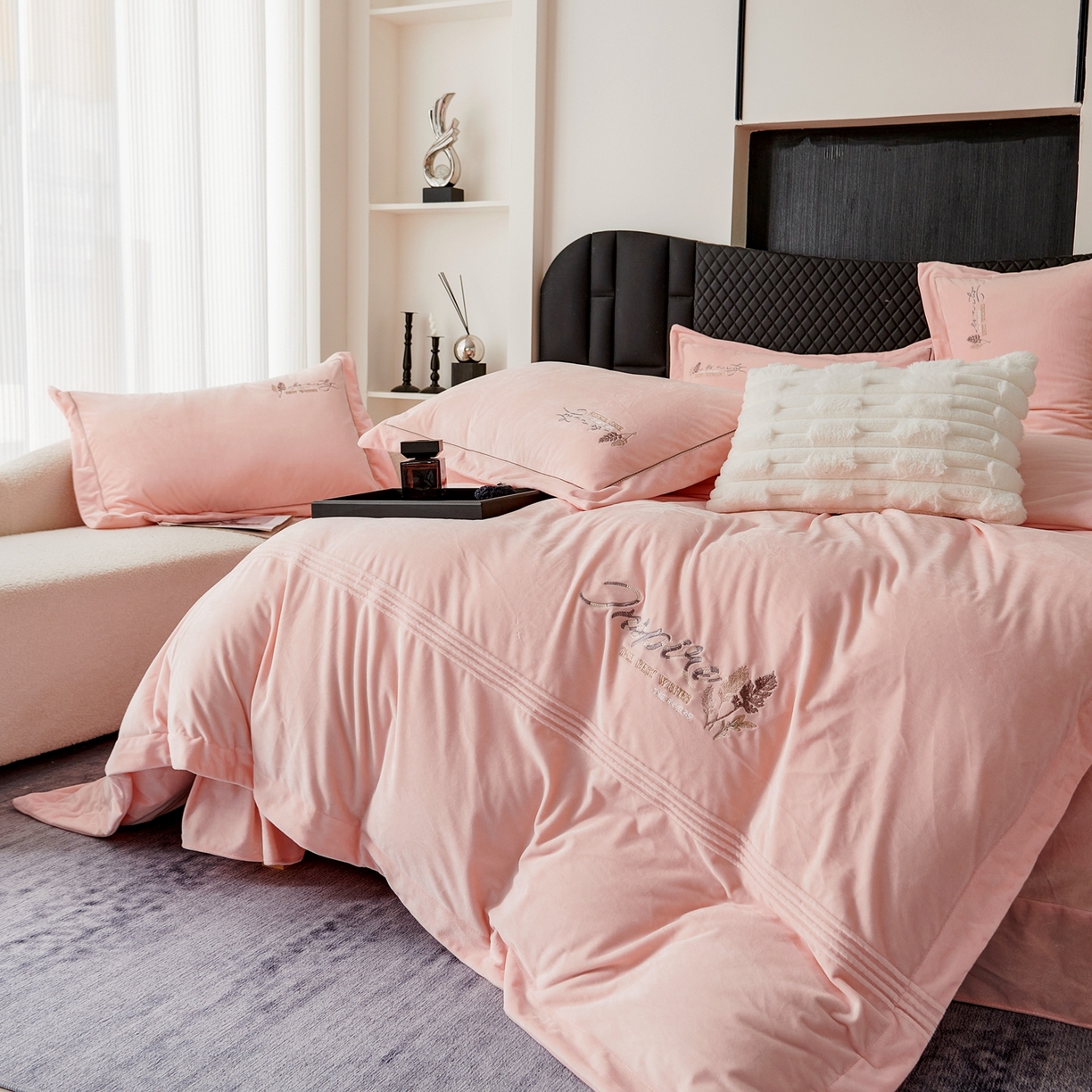 91家纺网 家纺一手货源 找家纺 （总）优姿家纺 2025新款冬野9斤全消光婴肤绒保暖四件套