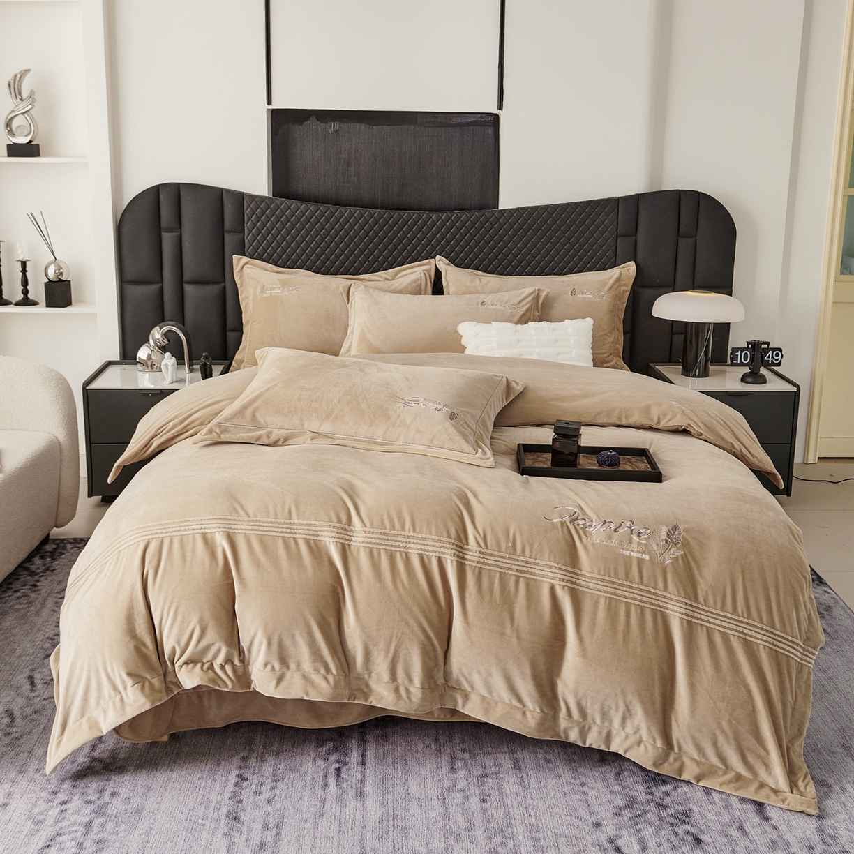 91家纺网 家纺一手货源 找家纺 优姿家纺 2025新款冬野9斤全消光婴肤绒保暖四件套 冬野-咖色