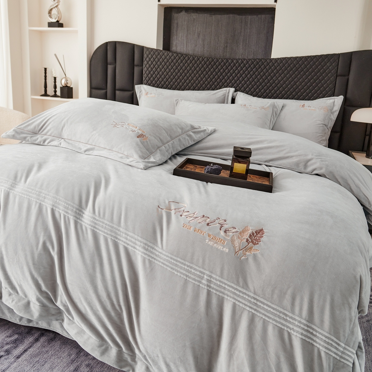 91家纺网 家纺一手货源 找家纺 优姿家纺 2025新款冬野9斤全消光婴肤绒保暖四件套 冬野-绅士灰