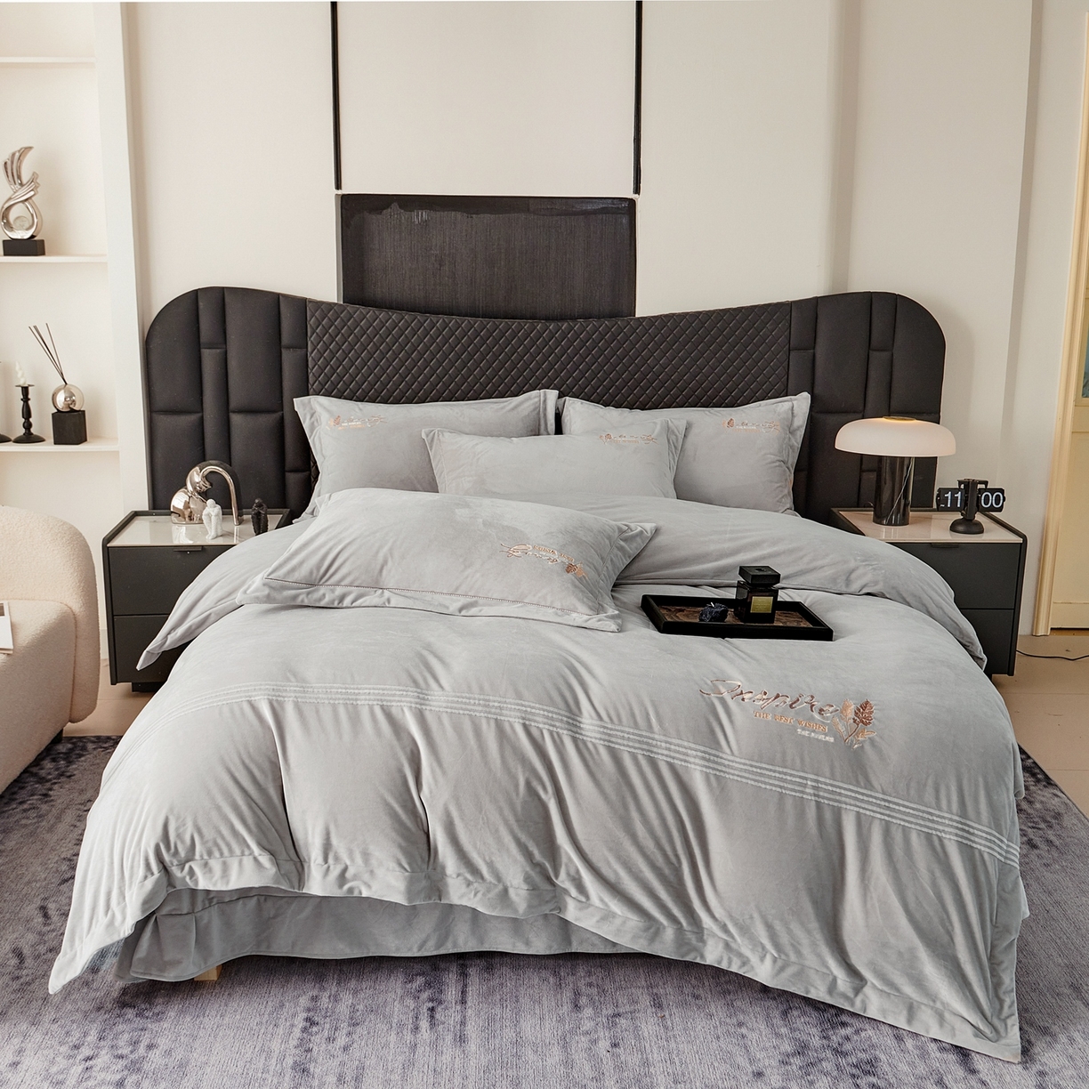 91家纺网 家纺一手货源 找家纺 优姿家纺 2025新款冬野9斤全消光婴肤绒保暖四件套 冬野-绅士灰