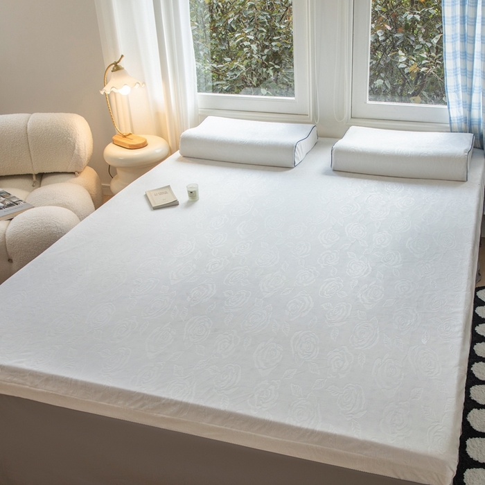 91家纺网 家纺一手货源 找家纺 美丽折家纺 2025新款鸟眼布乳胶床垫内套+针织棉床垫外套 玫瑰绒