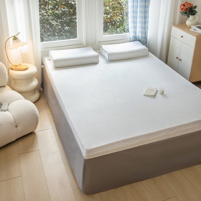 91家纺网 家纺一手货源 找家纺 美丽折家纺 2025新款鸟眼布乳胶床垫内套+针织棉床垫外套 玫瑰绒