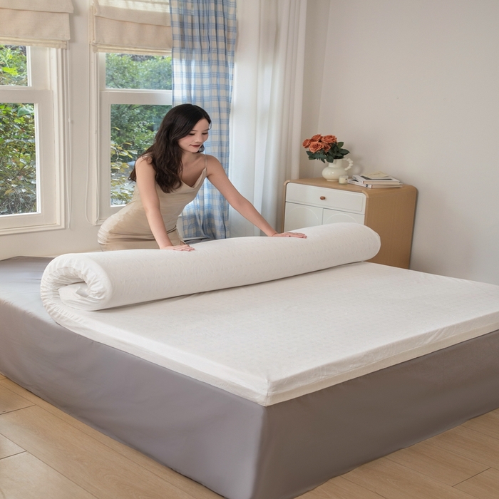 91家纺网 家纺一手货源 找家纺 美丽折家纺 2025新款鸟眼布乳胶床垫内套+针织棉床垫外套 玫瑰绒