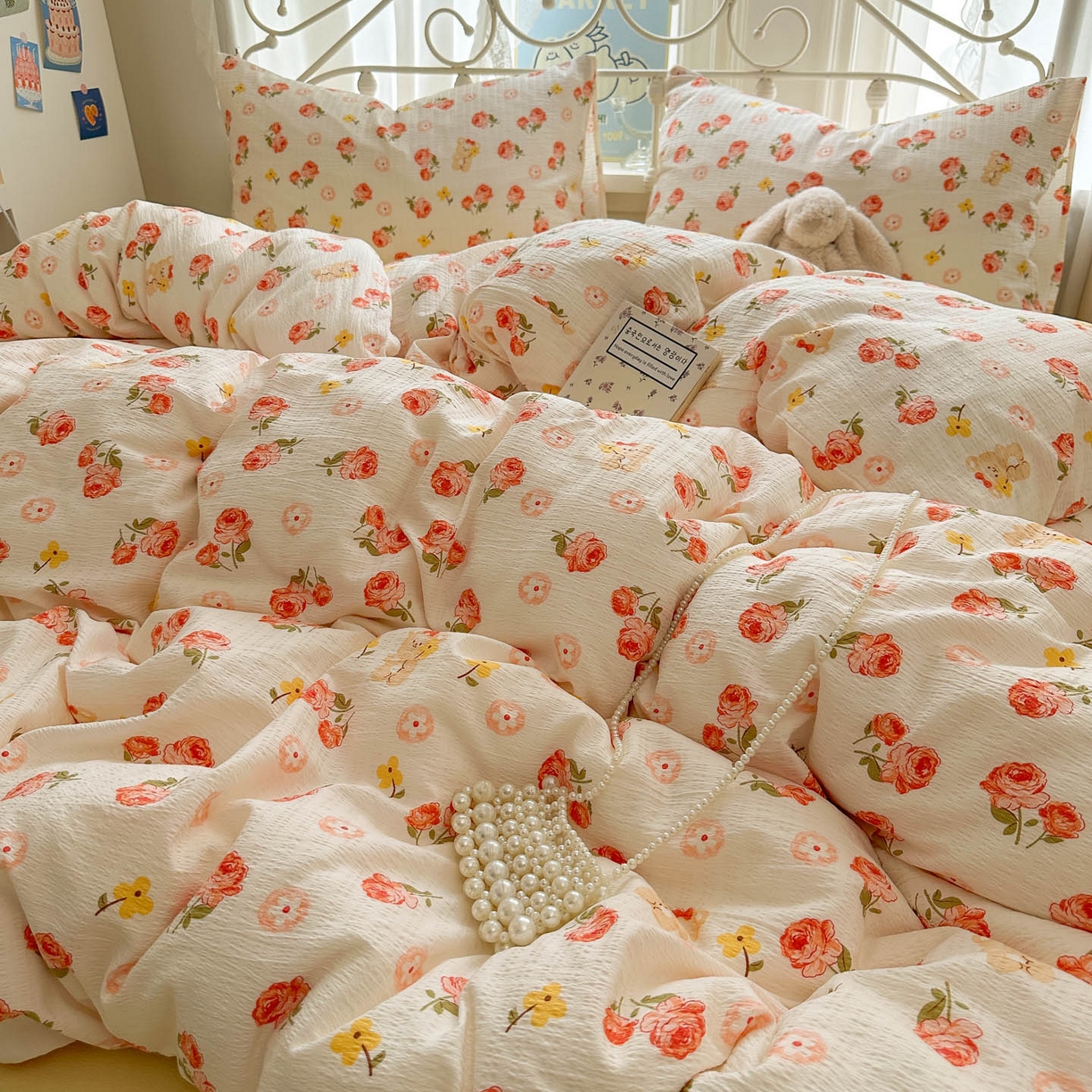 91家纺网 家纺一手货源 找家纺 卡斯诺家纺馆 2025新款A类皱皱棉双层纱印花四件套 晚晴