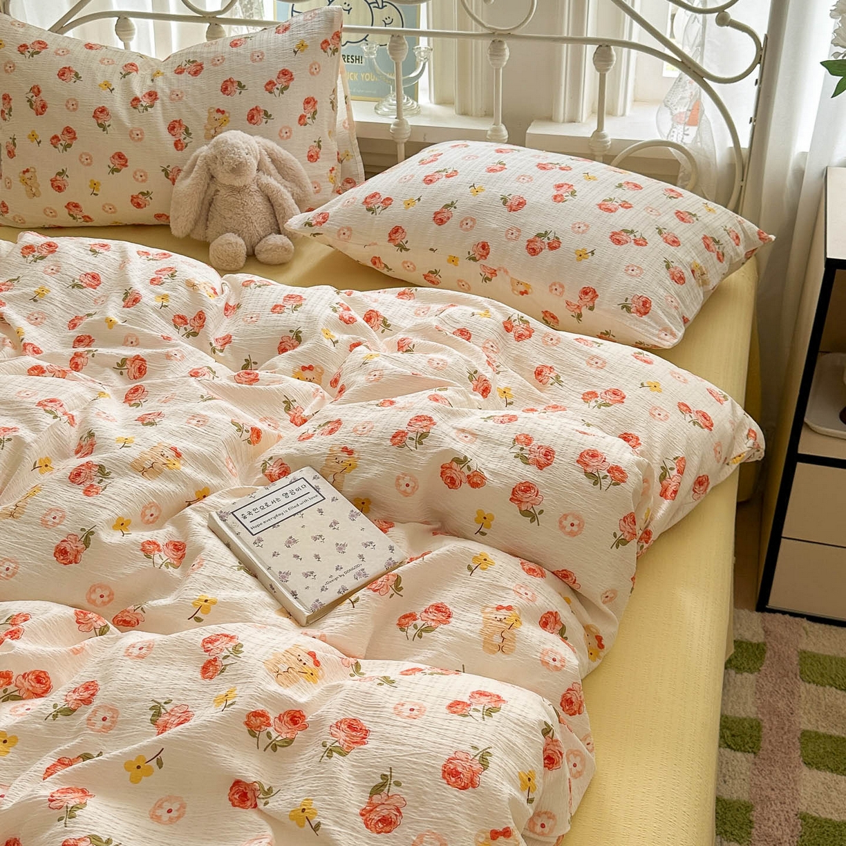 91家纺网 家纺一手货源 找家纺 卡斯诺家纺馆 2025新款A类皱皱棉双层纱印花四件套 晚晴