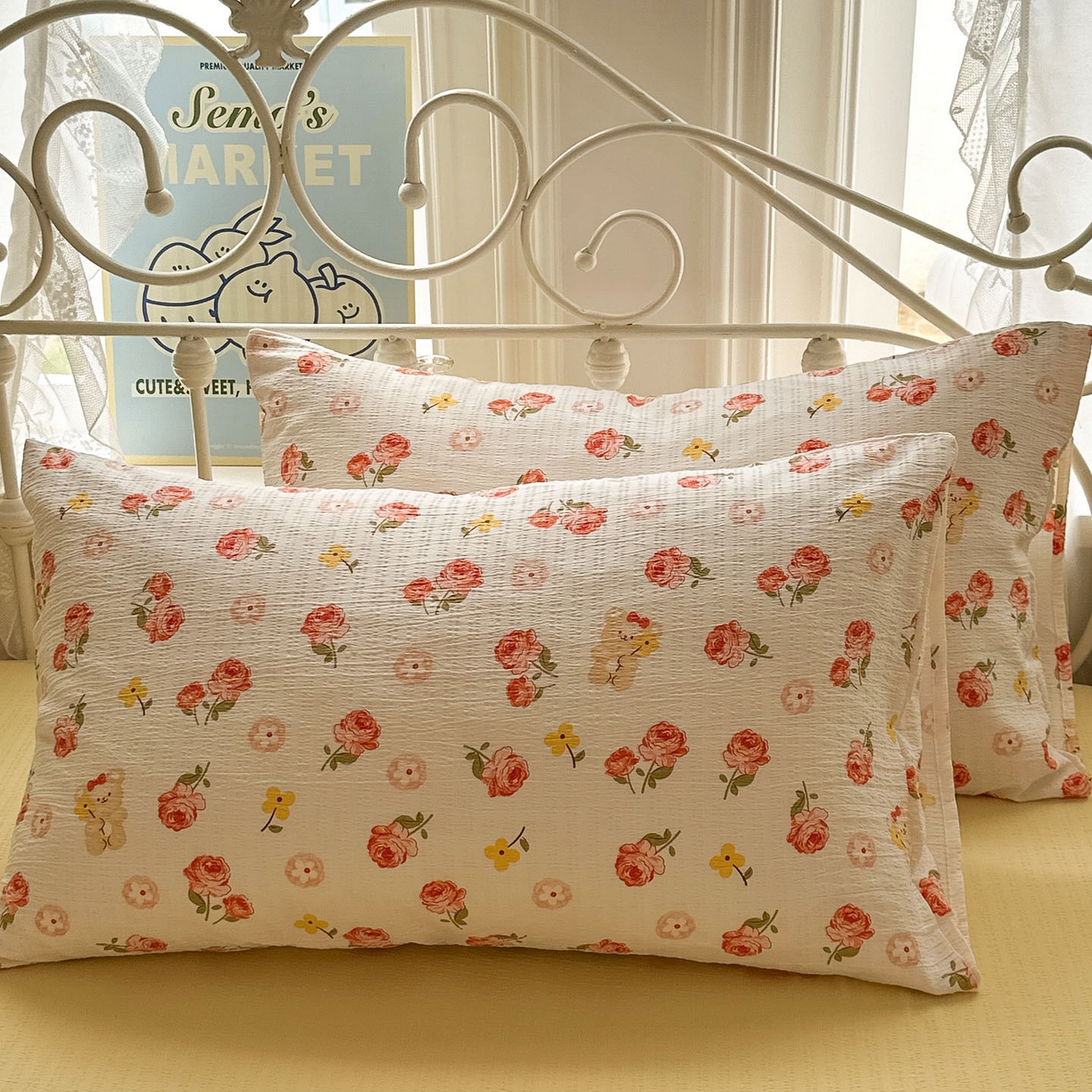 91家纺网 家纺一手货源 找家纺 卡斯诺家纺馆 2025新款A类皱皱棉双层纱印花四件套 晚晴