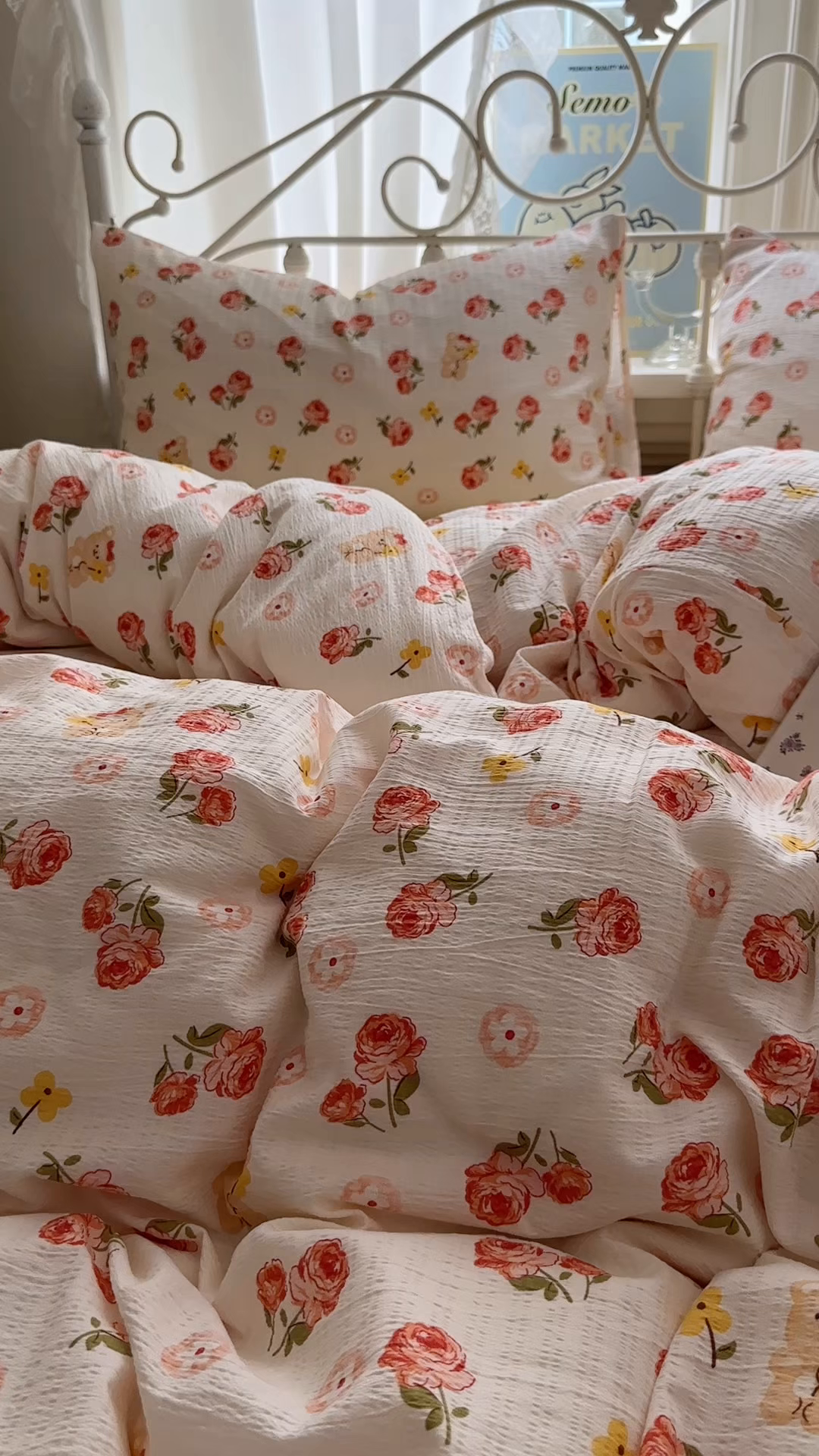 91家纺网 家纺一手货源 找家纺 卡斯诺家纺馆 2025新款A类皱皱棉双层纱印花四件套 晚晴