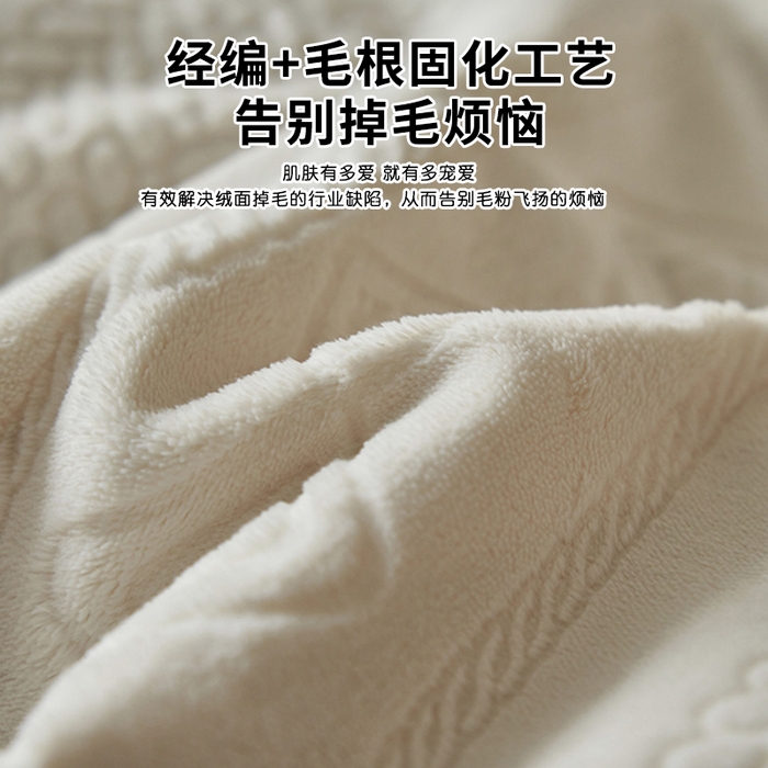 91家纺网 家纺一手货源 找家纺 眠博士 2025新款雕花加厚牛奶绒系列四件套 雕花款-卡洛白蓝