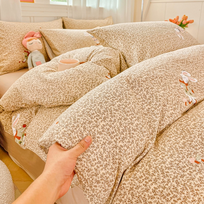 91家纺网 家纺一手货源 找家纺 （总）斯卡诺家纺 2025新款爆款小清新云感棉四件套小布袋古法水洗棉四件套云柔棉被套三件套五件套