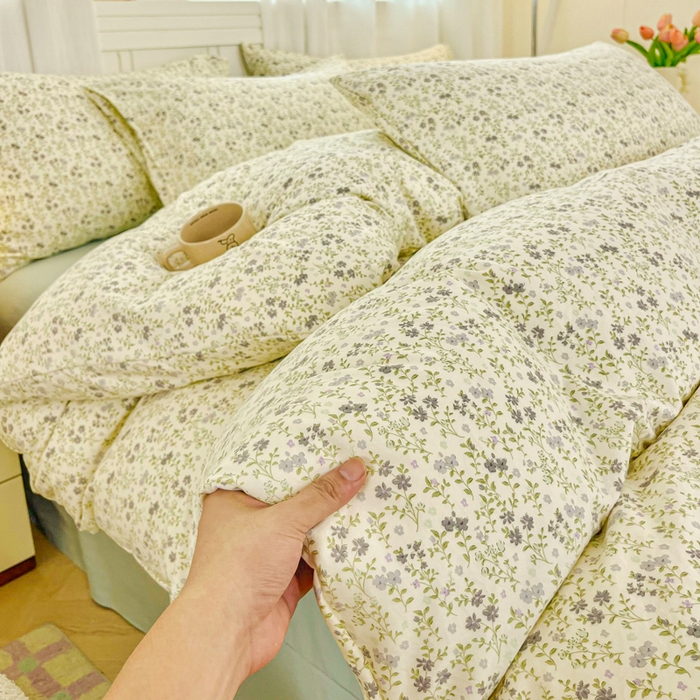 91家纺网 家纺一手货源 找家纺 （总）斯卡诺家纺 2025新款爆款小清新云感棉四件套小布袋古法水洗棉四件套云柔棉被套三件套五件套