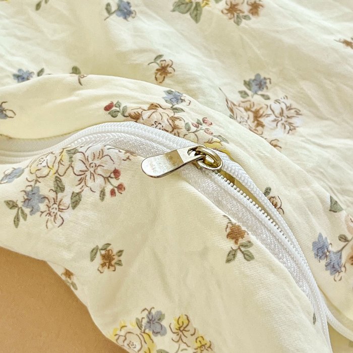 91家纺网 家纺一手货源 找家纺 斯卡诺家纺 2026爆款古法水洗仿棉四件套韩国小布袋五件套（高克重斜纹加厚） 法式浪漫