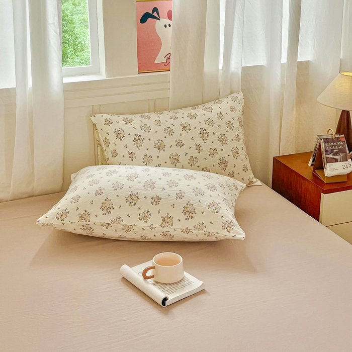 91家纺网 家纺一手货源 找家纺 斯卡诺家纺 2026爆款古法水洗仿棉四件套韩国小布袋五件套（高克重斜纹加厚） 法式浪漫