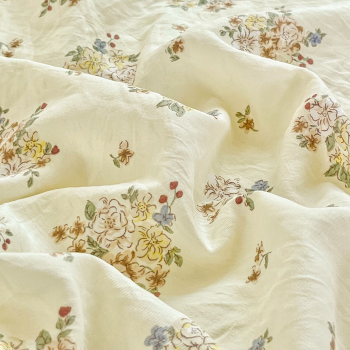 91家纺网 家纺一手货源 找家纺 斯卡诺家纺 2026爆款古法水洗仿棉四件套韩国小布袋五件套（高克重斜纹加厚） 法式浪漫