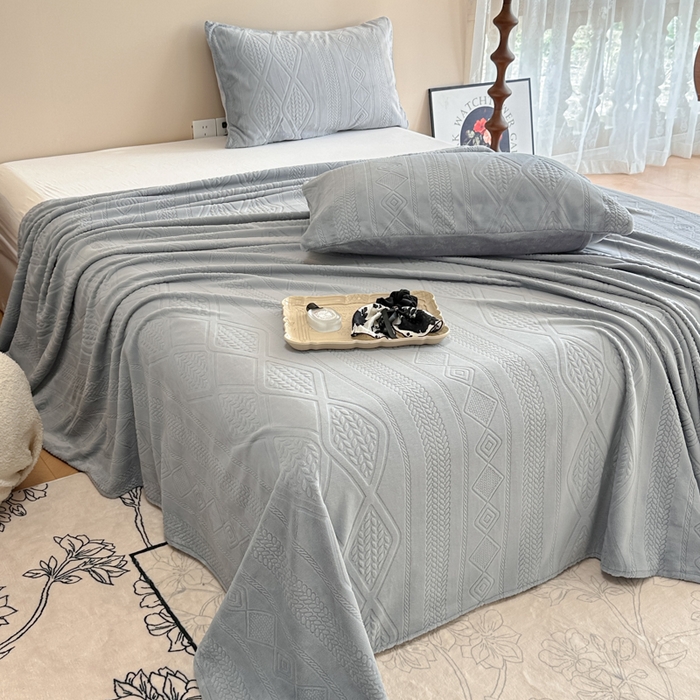 91家纺网 家纺一手货源 找家纺 （总）眠博士 2025新款雕花加厚牛奶绒单品床单 床单单件-卡洛