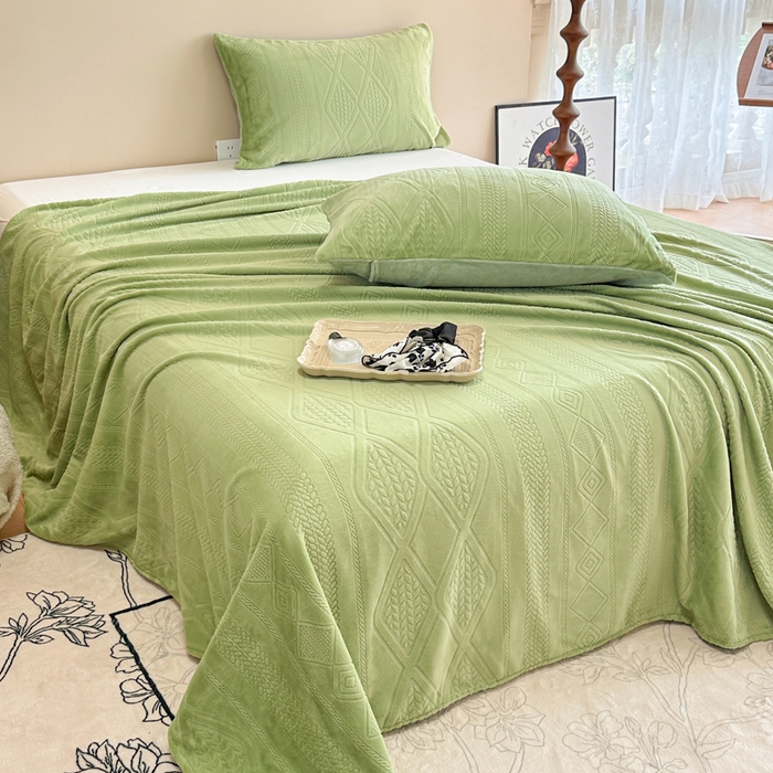 91家纺网 家纺一手货源 找家纺 （总）眠博士 2025新款雕花加厚牛奶绒单品床单 床单单件-卡洛