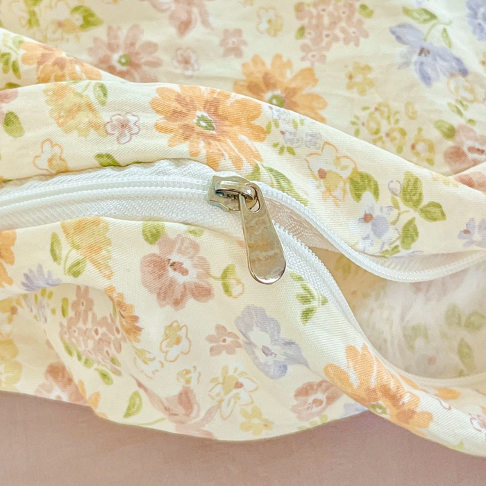 91家纺网 家纺一手货源 找家纺 斯卡诺家纺 2026爆款古法水洗仿棉四件套韩国小布袋五件套（高克重斜纹加厚） 花漾