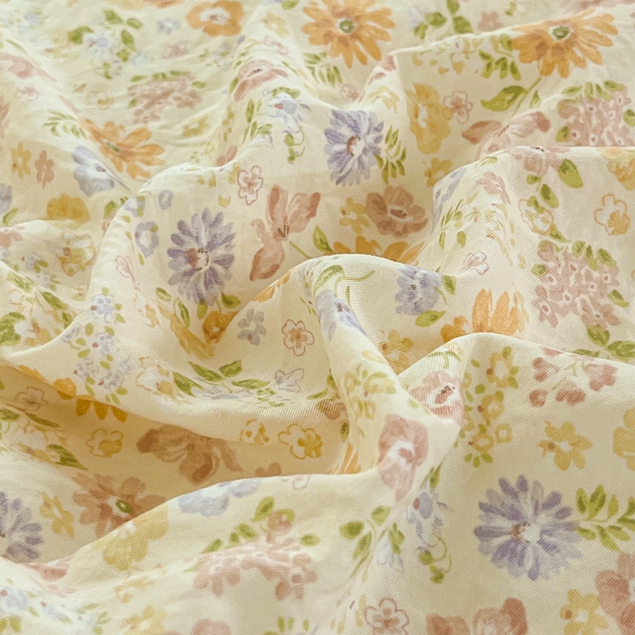 91家纺网 家纺一手货源 找家纺 斯卡诺家纺 2026爆款古法水洗仿棉四件套韩国小布袋五件套（高克重斜纹加厚） 花漾