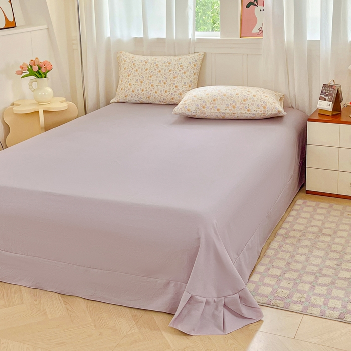 91家纺网 家纺一手货源 找家纺 斯卡诺家纺 2026爆款古法水洗仿棉四件套韩国小布袋五件套（高克重斜纹加厚） 花漾