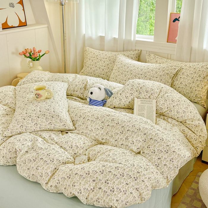 91家纺网 家纺一手货源 找家纺 斯卡诺家纺 2026爆款古法水洗仿棉四件套韩国小布袋五件套（高克重斜纹加厚） 兰亭序