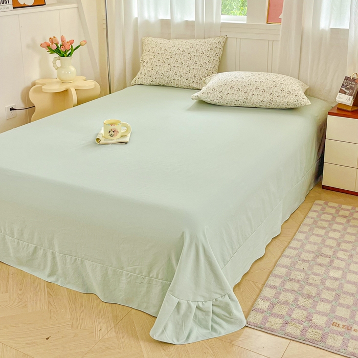 91家纺网 家纺一手货源 找家纺 斯卡诺家纺 2026爆款古法水洗仿棉四件套韩国小布袋五件套（高克重斜纹加厚） 兰亭序